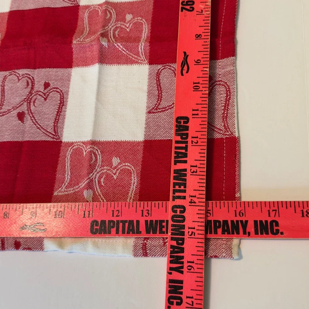 Red White Buffalo Check Heart Napkins Set of 4 Cotton Valentine Farmhouse 16x16